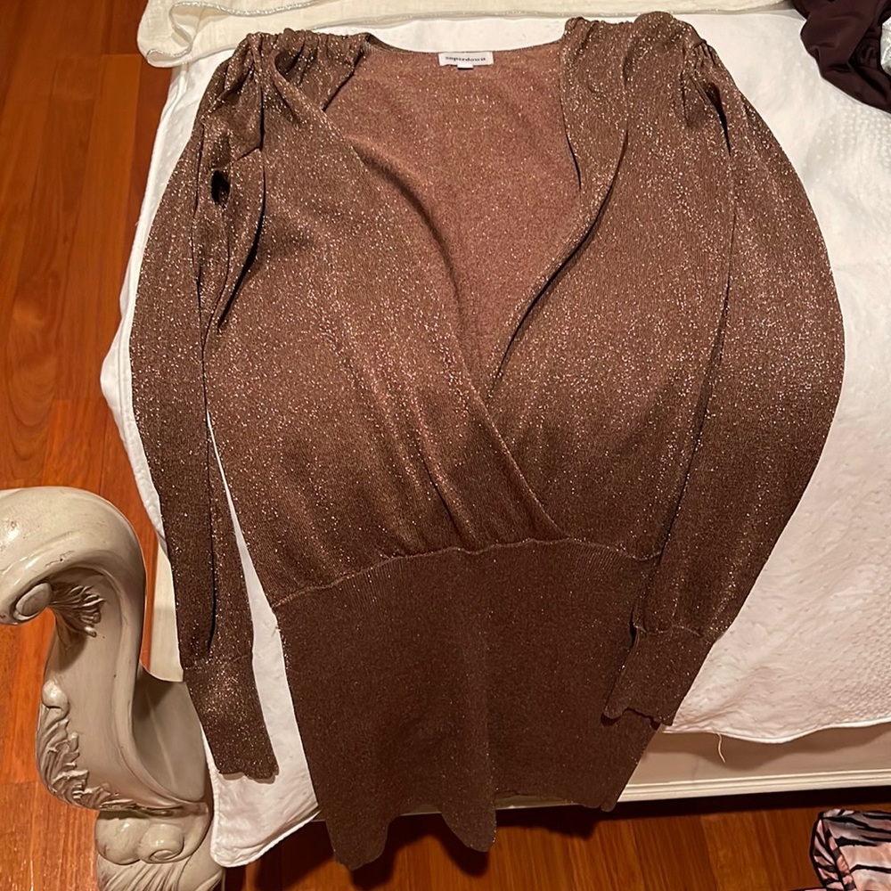 Super down dress brown
